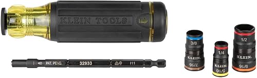 Miniatura 11 de Klein Tools 32933 Destornillador de impacto, juego de llaves de impacto 7 en 1, 6 tamaños de destornillador hexagonal, función de sujeción de broca