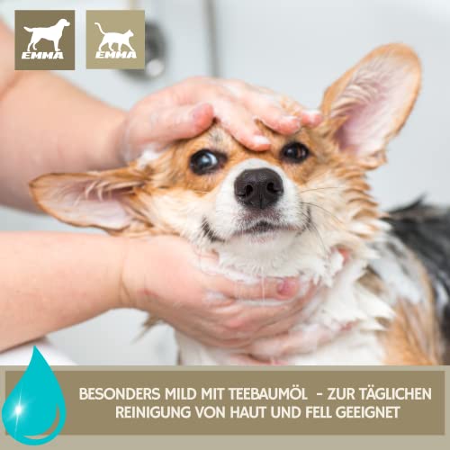 Tea Tree Shampoo Hund Katzen 250ml – mildes Hundeshampoo mit Teebaumöl pH-neutral I Glanzshampoo für Fell & Langhaar I Katzenshampoo für empfindliche Haut & Juckreiz I Fellpflege für Hund & Katze