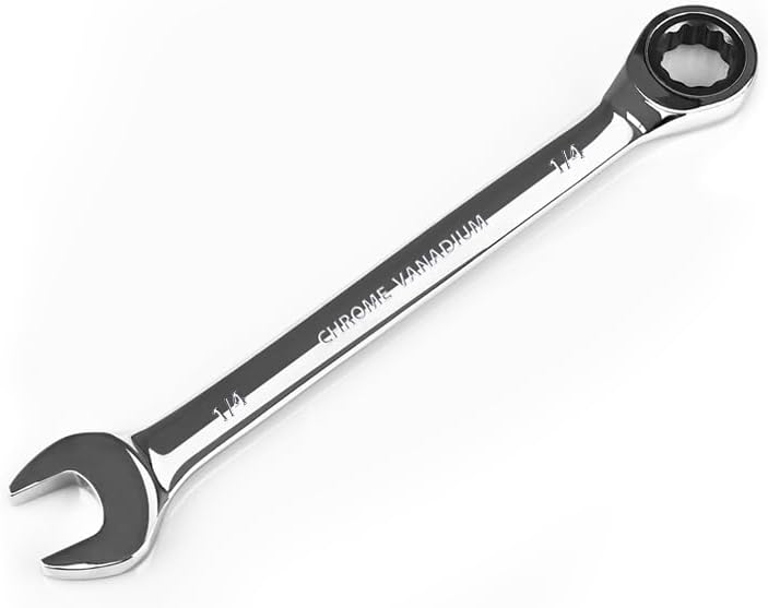 Egofine 1/4 inch Ratcheting Combination Wrench SAE, Industrial Grade Gear Spanner with 12-Point Design, 72-Tooth Ratchet, Chrome Vanadium Steel