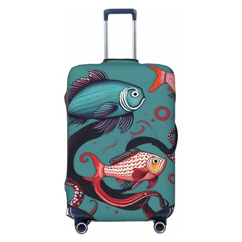 Fish and Octopus Luggage Covers For Suitcase Approved,Suitcase Cover Protector Fit 18-32 InchLuggage