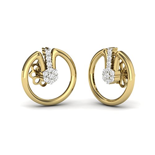 kuberbox 14KT Yellow Gold Diamond Kryptic Stud Earrings for Women-picture-25
