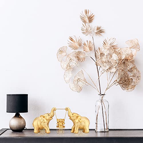 Elephant Statue Mom Gifts. Home Decor Accents Elephants Figurines for Bookshelf Living Room Office Table Shelf Decorations. Good Luck Elephant Gifts for Women (Gold)