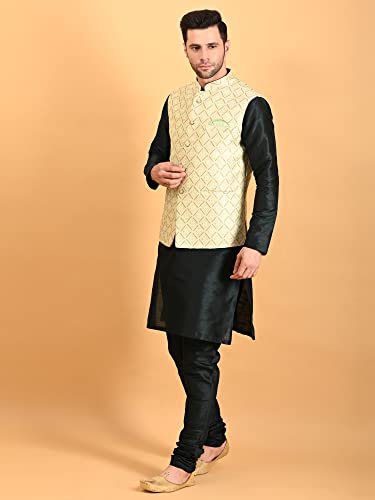 Image of Uri and MacKenzie Men's Silk Blend Kurta Pajama with Designer Ethnic Nehru Jacket /Modi Jacket