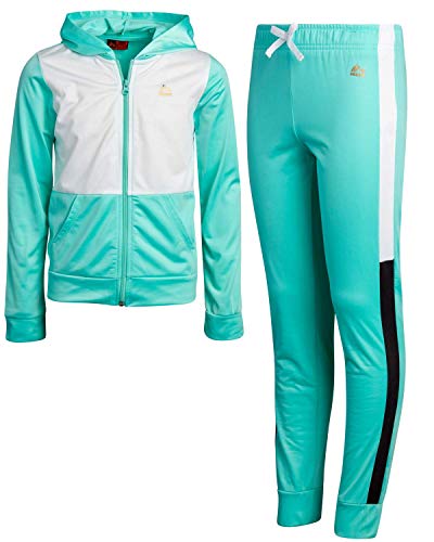 RBX Girls' Activewear Tracksuit Set - Zip-Up Performance Sweatshirt Jacket and Track Sweatpants - Size 7/8, Mint