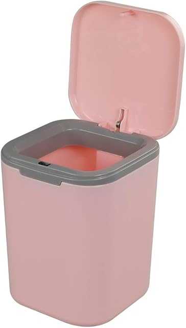 Gitany Push-button Mini Desktop Dustbin with lid, Small Trash Bin (Red)