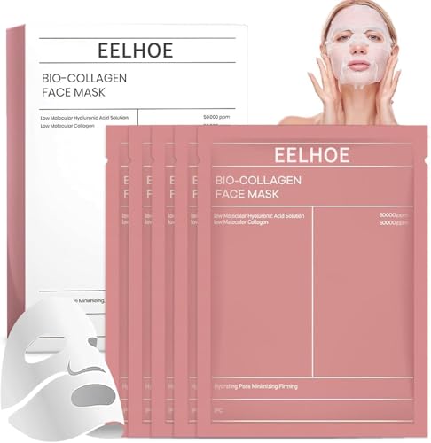 Bio Collagen Face Mask | Overnight Face Mask For Glass Glow Skin- Elasticity Hydrating Firming and Foisturizing | Gorean Glass Glow Skin | (1 count) 34gm X 4ea