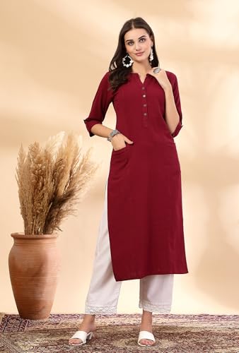 Image of Pistaa's Women's Cotton Straight Fit Straight Kurta