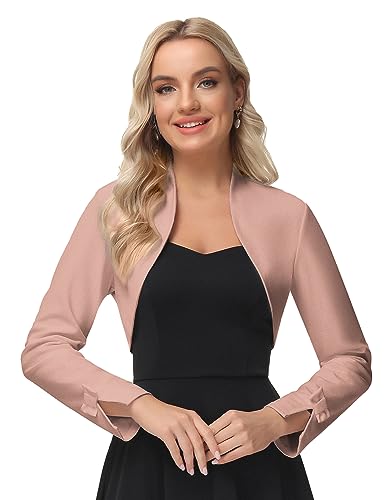 GRACE KARIN Cárdigan Color Albaricoque Chaqueta Bolero Corta y Elegante para Mujer Decl521-4 (Rosa Claro) S