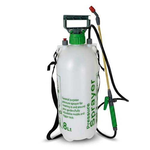 Pulverizador a presion de Agua 8L para Plantas JAMAX – Botella Pulverizadora Presión Manual, Ideal para Jabón Potásico, Herbicida y Cuidado de Jardín | Sulfatadora Manual (8 litros)