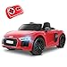 Playkin AUDI R8 ROJO - Coche electrico niños bateria 12V con mando ruedas goma y luces +3 años juguetes infantiles coches de bateria