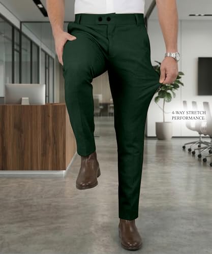 Image of Mehrang Men's Stretchable Stretchable Formal Pant Trousers | Stylish Slim Fit Men's Wear Trousers for Office or Party | Polycotton Knitted Fabric