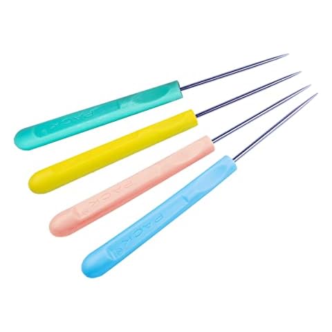 ZLKSKER (4er Pack) Leder Nähahle mit Kunststoffgriff, Perlenahle Reparaturwerkzeug Cover