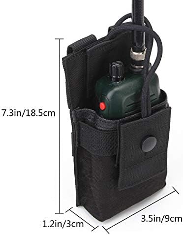 AOUTACC Molle Short Radio Pouch, Nylon Molle Tactical Radio Holder Case for BaoFeng UV-5R UV82 (BK)