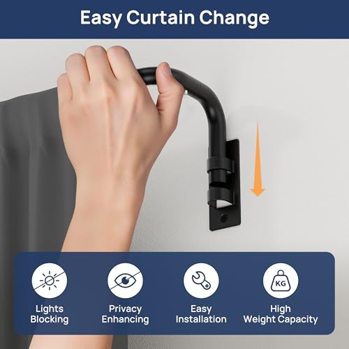 Image of ENJOYBASICS 66-120 inch Wrap Around Curtain Rod, Quick Curtain Change, Black