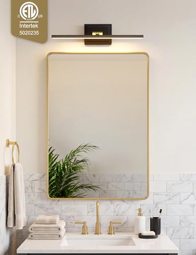 Image of VOLISUN Modern Bathroom Vanity Light 24 inch, Rotatable, 14W Dimmable 5CCT Led Bathroom Light Fixture Over Mirror, Black Gold Bar Vanity Light for Bathroom Mirror Restroom-ETL Certificated