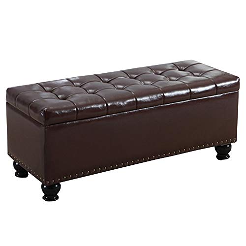 Banc coffre de rangement en PU marron résistant jusqu'à 150 kg - 2
