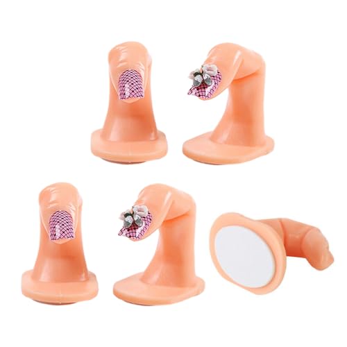AIMALL 5PCS Model Fake Display Hand Nail Art Practice Finger For Training Manicure, Durable Manicure Training Fingers with Adhesive Base