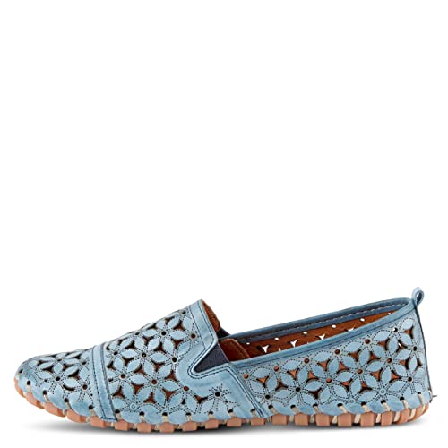Image of Spring Step Flowerflow Shoes for Women - Leather Womens Loafer with Floral Laser Cutout - Comfortale Slip-On Shoes for Womens