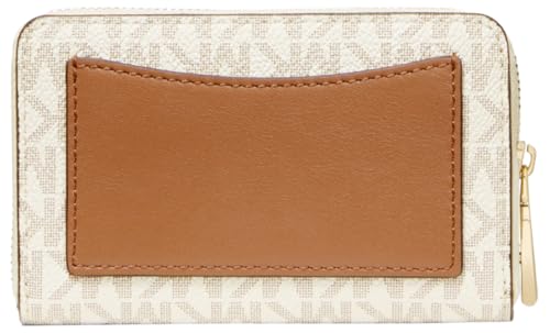 Image of Michael Kors Jet Set Small Zip Around Card Case, Gold-Tone Hardware /Vanilla /Acorn