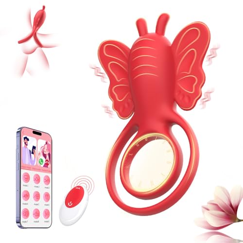 Wmmner Anîllô Pênë Ṽiḇráḑòraḑòr Para Ṗarejá Hombre, 2 En 1 Estîmúlạdór Mụjer Clīťőris, Doble Cóckrîng Silicone Vībrạdőr Anīlló Con Control Remoto, 9 Modos Vïbràcïon Carga Usb Hi1