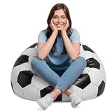 Inflatable Soccer Ball Chair Sports Ball PVC Blow up Bean Bag Chair Ergonomic Folding Portable Soccer Inflatable Lazy Sofa Couch for Sports Theme Party Decor Living Room Bedroom Balcony Pool Travel