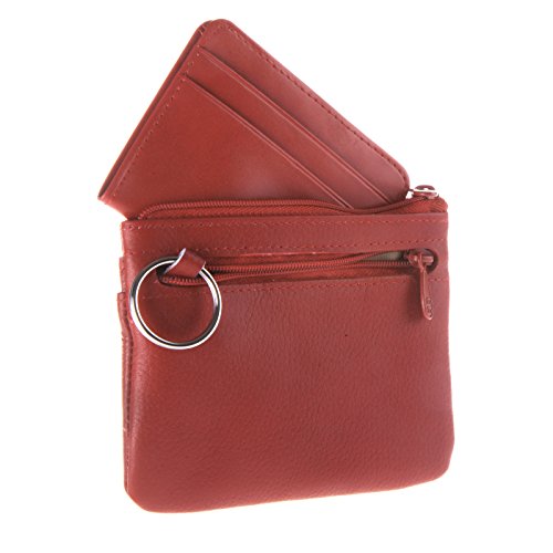 Buxton Large Leather ID Coin/Card Case Wallet, Rfid Blocking, Dark Red, One Size3