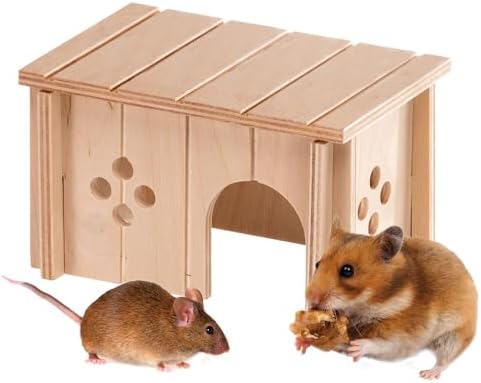 Ferplast Caseta de Madera para Hámsteres, Jerbos y Ratones SIN 4642, Madera Certificada FSC®, Ventana de Ventilación, Montaje sin Herramientas, 14,5 x 9,5 x H 8,5 cm, Talla S