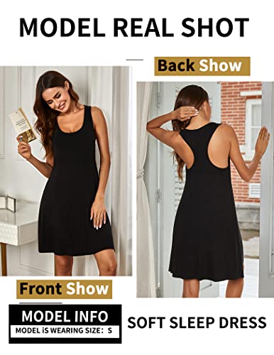Avidlove Sleepwear For Women Tank Nightgown Chemise Racerback Sleeveless Sleep Dress Black #TOP1