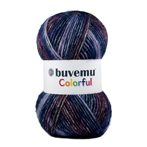 Image of Colorful Self-Striping Multicolor Fuzzy with Subtle Sheen Yarn, 56% Polyester 44% Acrylic, Each 3.53Oz(100gr) / 252yds(230m) (No.2) (Galaxy)