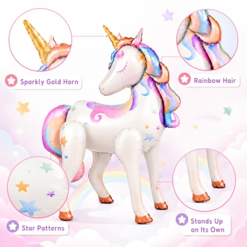 Image of Unicorn Balloons for Girls Birthday Decorations, Unicorn Birthday Decorations, Unicorn Party Supplies and Unicorn Party Favors for Girls Birthday Party