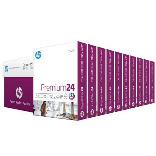 Image of HP Papers | 8.5 x 11 Paper | Premium 24 lb | 10 Ream Case - 5000 Sheets | 100 Bright | Made in USA - FSC Certified | 112400C