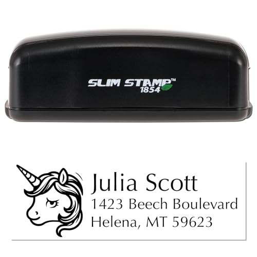 Roseate Roselush Unicorn Slim Pre-Inked Address Stamp - Clear Impressions