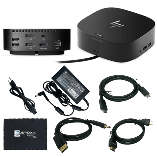 Image of HP 5TW13UT#ABA Universal Dock G2 - for Notebook 120W Power, USB Type C with HDMI, Display Port Cable and C to C Cable with Cloth