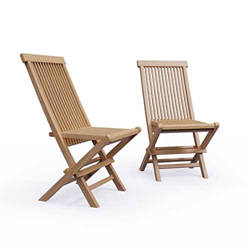 KMH Dexter 2er Set Teakholz-Klappstuhl für Balkon, Garten, Terrasse,...