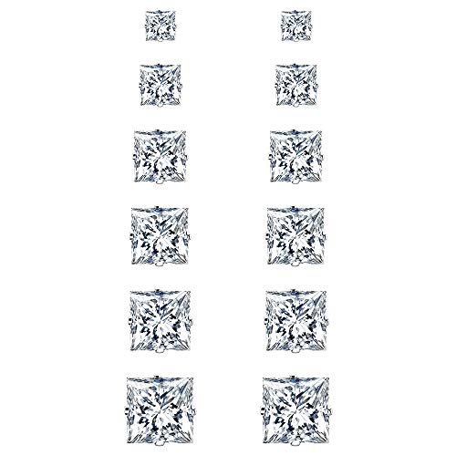 UHIBROS 6 Pairs Stainless Steel Stud Earrings Set For Men Women Multipack Hypoallergenic Cubic Square Zircon Hypoallergenic Earrings 14K White Gold 316L CZ Cartilage Earring Pack UHIBROS 6 Pairs Stainless Steel Stud Earrings Set For Men Women Multipack Hypoallergenic Cubic Square Zircon Hypoallergenic Earrings 14K White Gold 316L CZ Cartilage Earring Pack