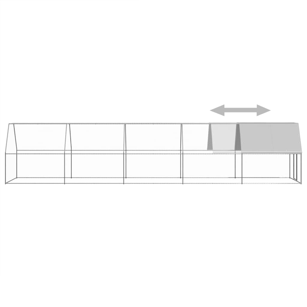 Recinto exterior para animales pequeños, 2 x 10 x 2 m, acero galvanizado con techo de polietileno impermeable y cerradura, adecuado para pollos, conejos, cobayas, patos, pájaros y roedores