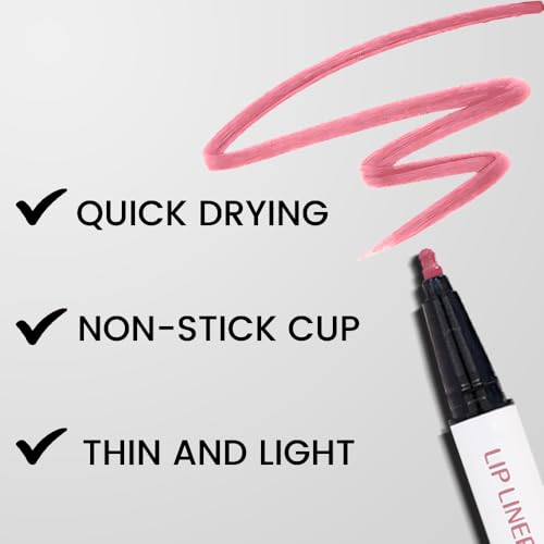 Image of evpct Longwear Liquid Lip Liner Stain Marker Pen Long Lasting Waterproof, Dusty Pink Matte Semi Permanent 24 Hour Lip Liner and Lipstick Combo, Korean Color Stay Lipliner All Day, Lips Stain peel off