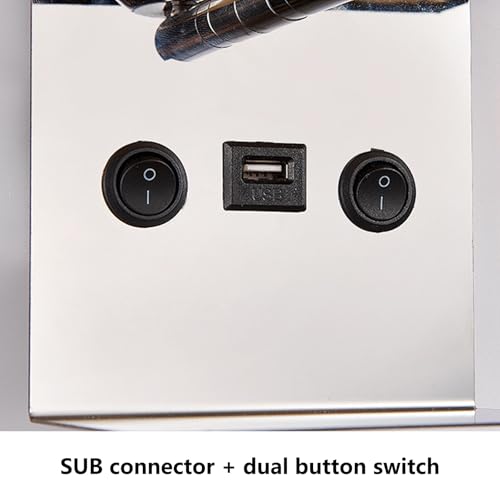 Iluminación de pared interior negra con interruptor doble y foco E27 3