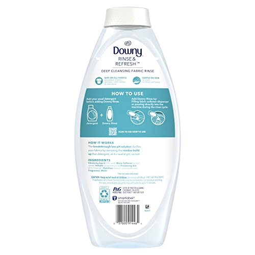 Image of Downy Rinse Laundry Odor Remover, Cool Cotton Scent, 48 fl oz, Fabric Softener And Laundry Odor Removal Rinse, Fights Odors At The Source, HE Compatible