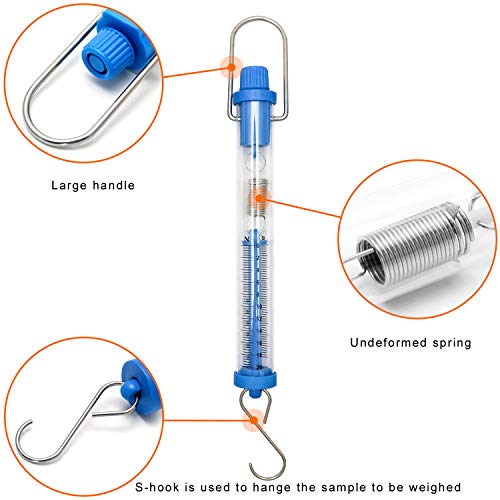 qwork plastic tubular spring scale - 1n 5n 10n 20n 30n capacity grams amp newton calibration zeroing capability clear plastic body spring balance hanging tube set of 5