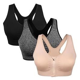Women’s Zip Front Sports Bra Wireless Post-Surgery Bra Active Yoga Sports Bras