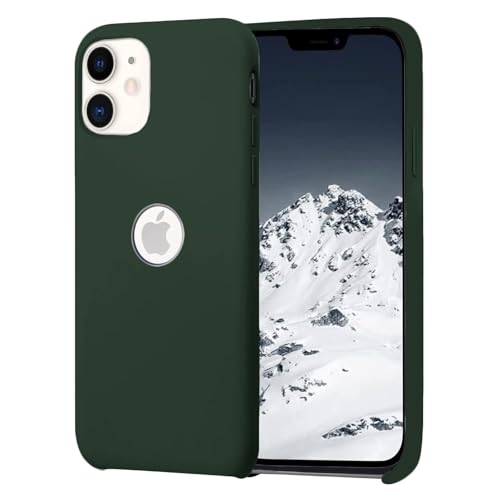 Image of VONZEE Liquid Silicone Soft Back Cover for iPhone 11 Case, Shockproof Slim Camera & Full Body Protection Non Yellowing Cover with Microfiber Lining & Logo Cut (6.1 Inch) -Alpine Green