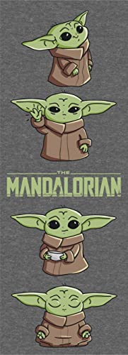 Bioworld The Mandalorian Grogu Poses with Logo Men's Heather Gray Sleep Pajama Pants2