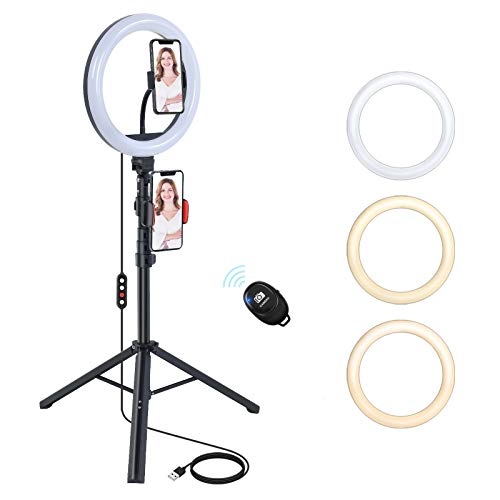 [Upgraded] NEXBOOM 10.2 inch Ring Light with Stand and Phone Holder, Dimmable Selfie Ring Light Tripod Led Ringlight for Live Stream/Makeup/YouTube, Compatible with iPhone Samsung Galaxy and More