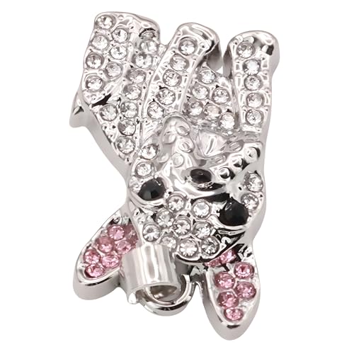 Collier pendentif bouledogue argenté et strass éclatants de qualité B251