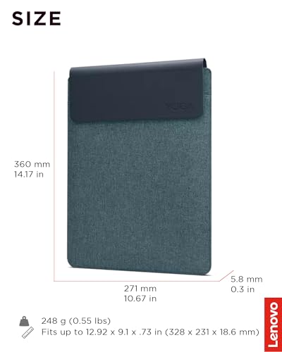 Image of Lenovo Slim Laptop Sleeve 14 Inch Notebook /Tablet - Compatible with MacBook Air /Pro - Eco-Friendly Lightweight Case with Accessory Pocket & Magnetic Closure - Teal