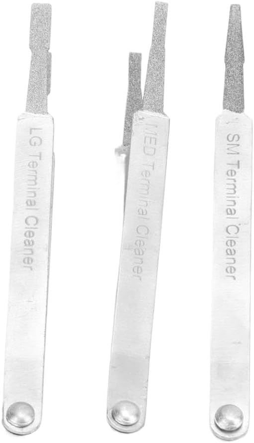 Auto Repair Terminal Cleaner Kit 3PCS Metal Silver Cleaner Set for Electrical Spade Pin Connectors with Corrosion Removal