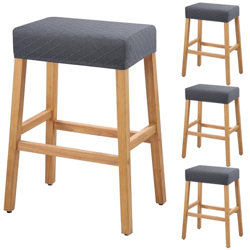 Image of YISUN Stool Covers Rectangle - 4 Pack Stretch Waterproof Saddle Seat Cover Counter Bar Stools Bar Chairs Covers Kitchen Island Chairs Cushion Protector
