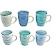 esto24 Design 6er Set Kaffeebecher Keramik 350ml in tollen Farben für Ihr liebstes Heißgetränk für Kaffee, Cappuccino und Latte Macchiato (Tasse Blau)