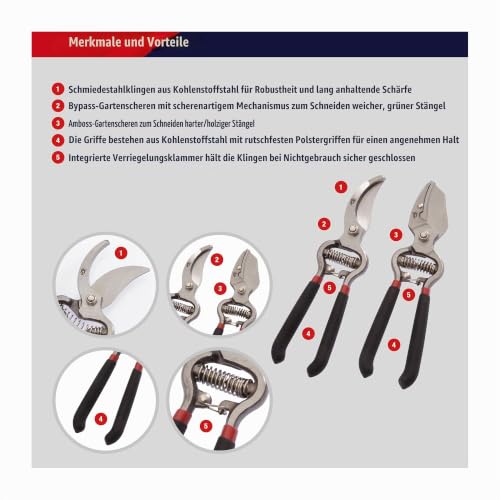 Spear & Jackson CUTTINGSET8 Traditionelles Bypass- und Amboss-Gartenscheren-Set – Ansicht 2